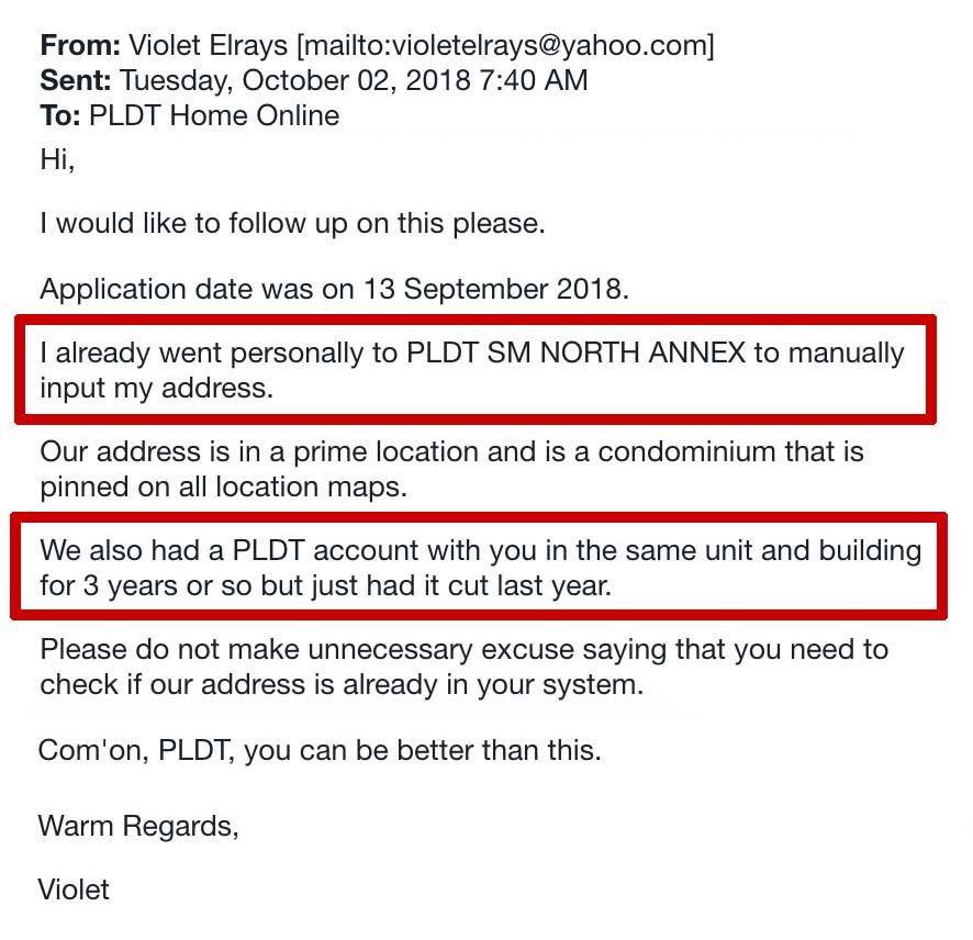 pldt service complaint