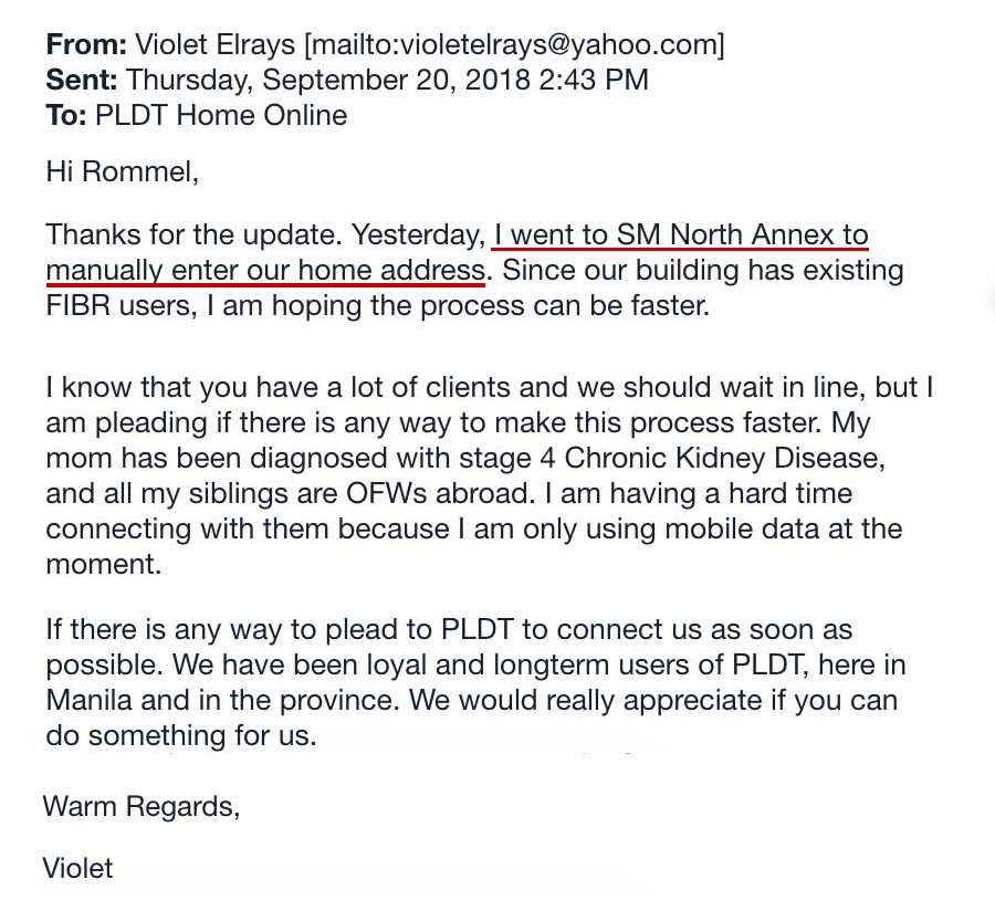 pldt service complaint