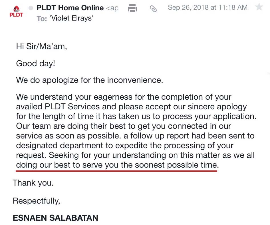 pldt service complaint