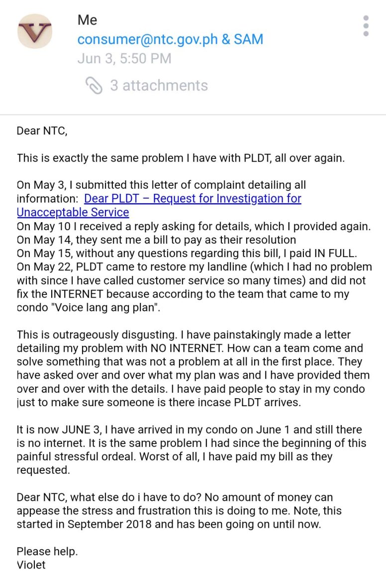 pldt complaint bad service